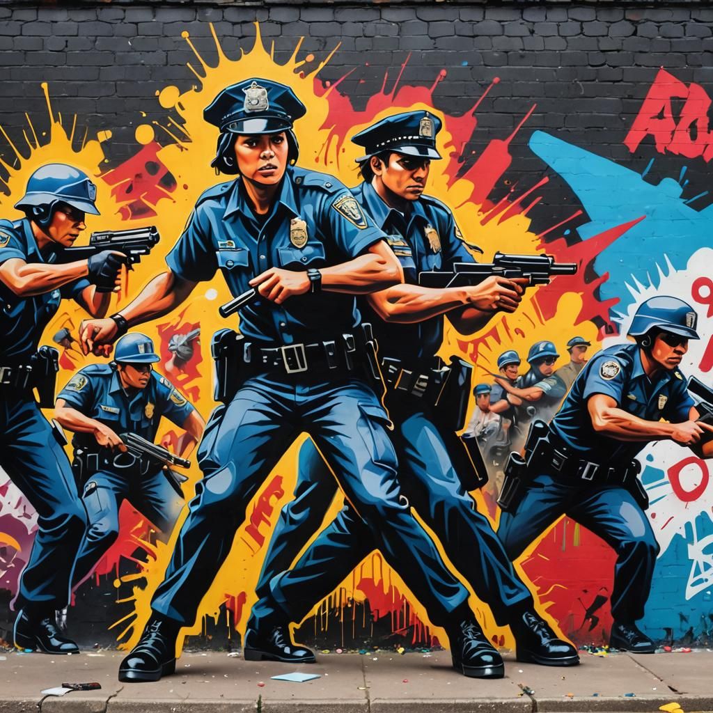 Banksy-Style Graffiti Mural Protesting Injustice