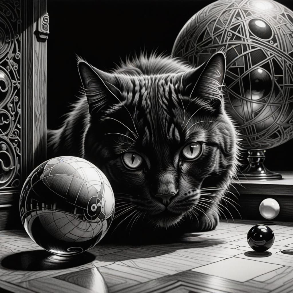 Mind-Bending Cat Hides Behind Optical Illusion Eight Ball