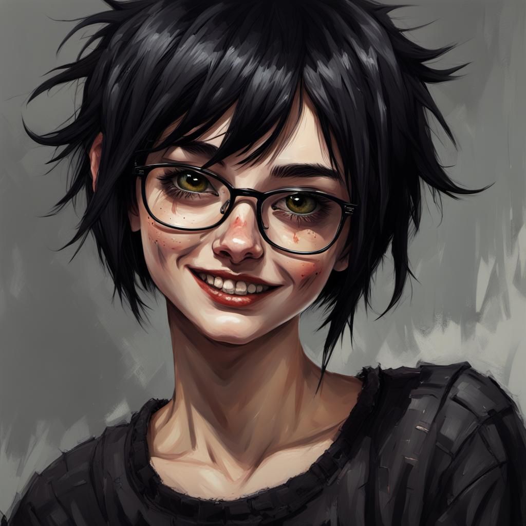 Emo Girl Portrait in Impressionist Style