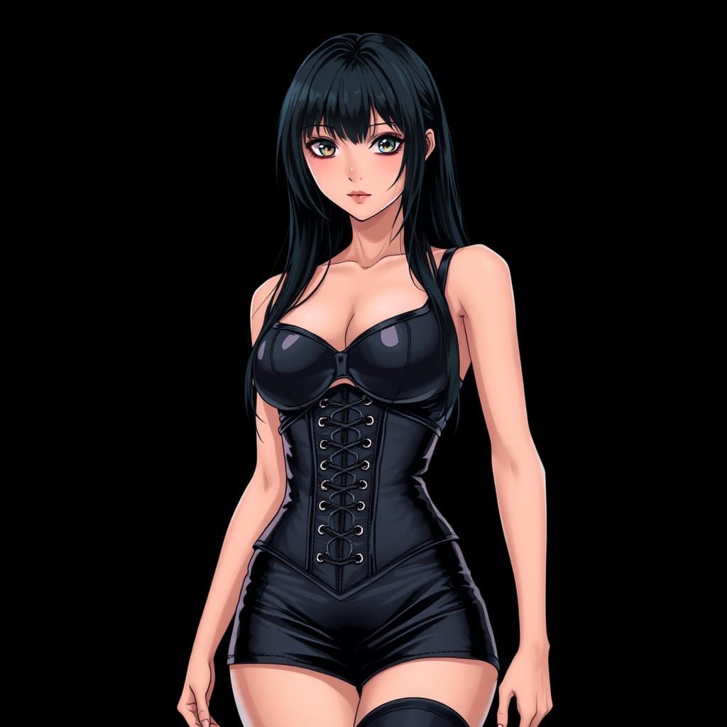 Anime Woman in Latex Corset, Sorayama Style