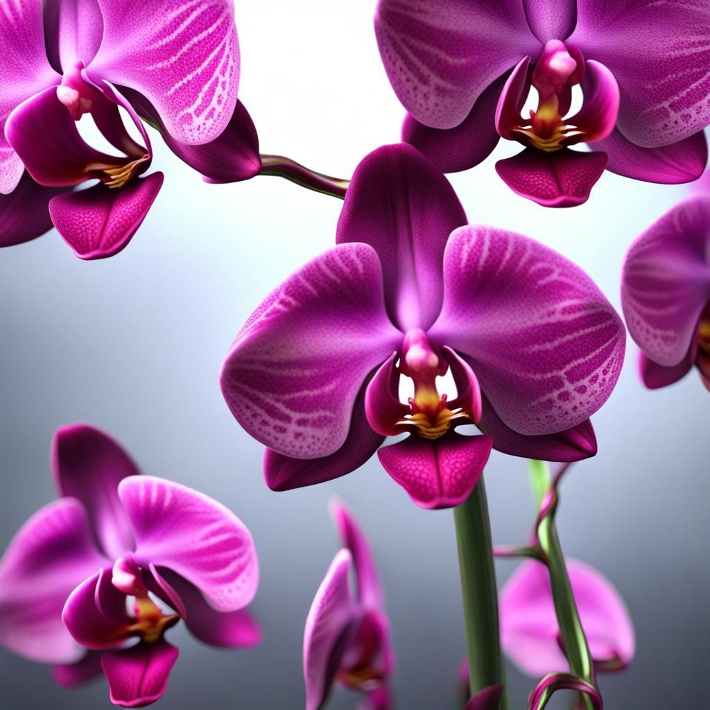 Magenta Orchid Flower in Detailed Matte Painting