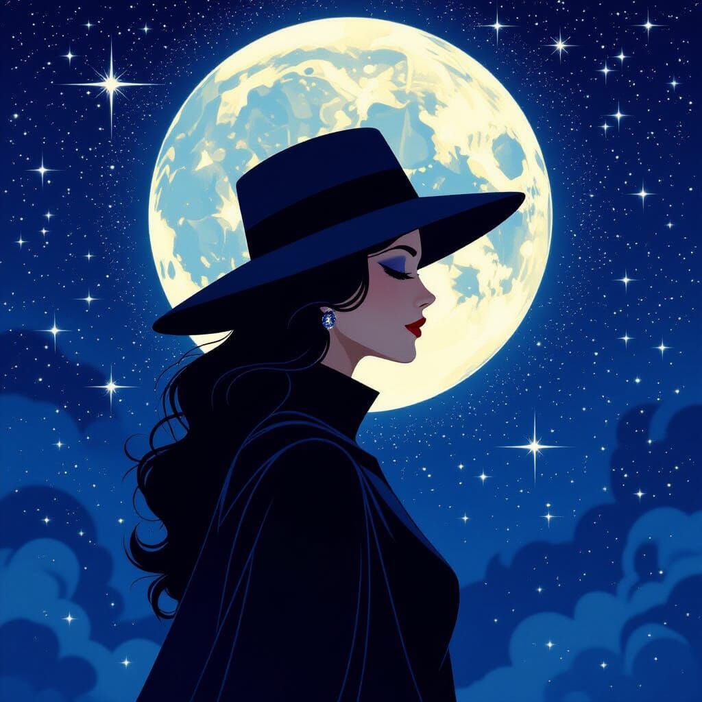 Art Deco Figure in Moonlight Hat