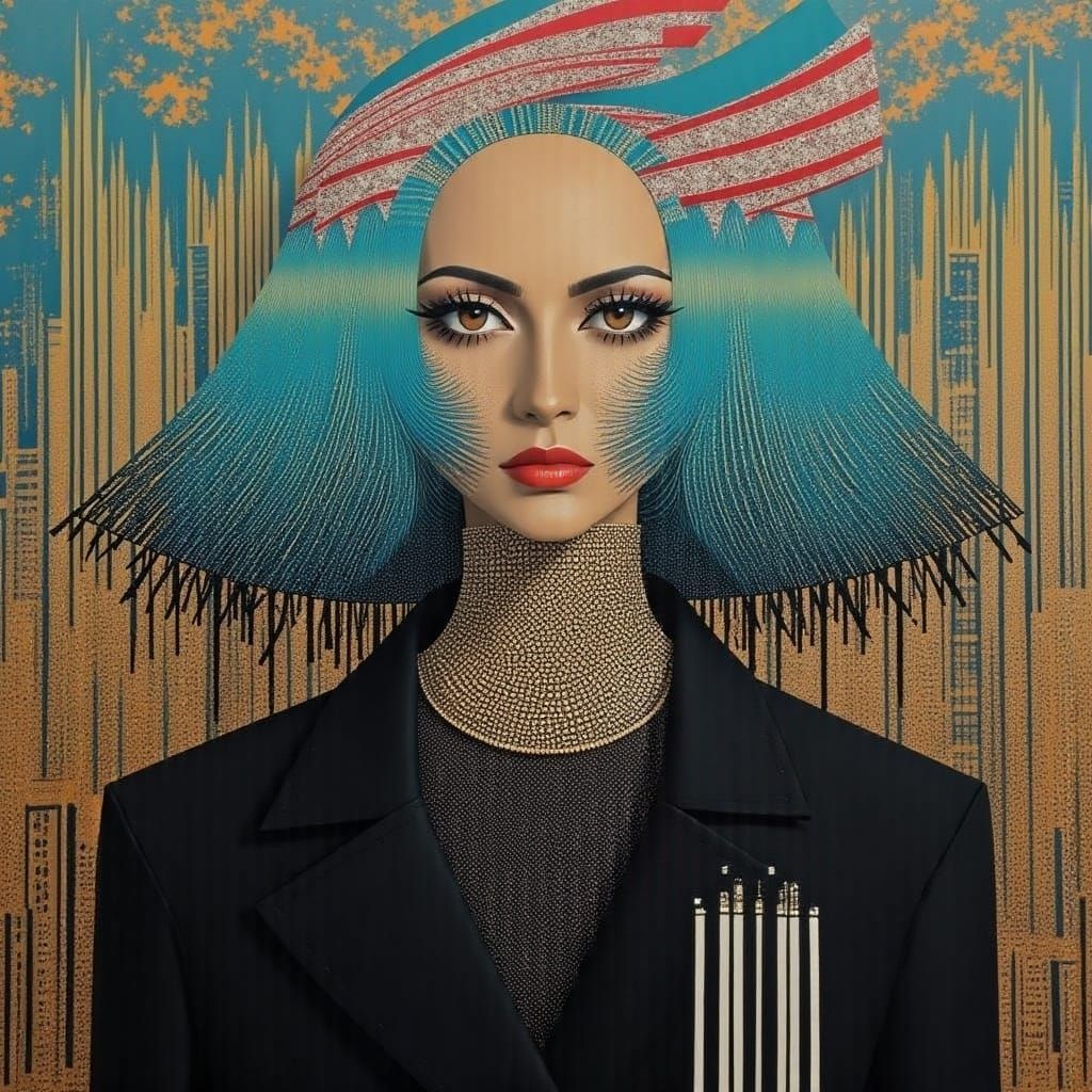 Vibrant Geometric Pattern in Neon Colors