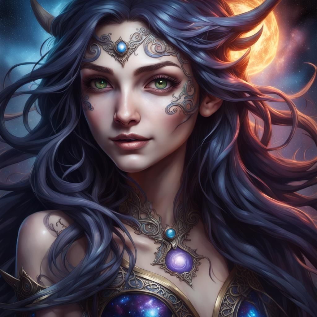 Mystical Vixyna Portrait in Dark Fantasy Style