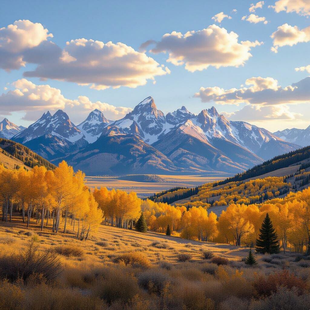 Big Horn Mountains in Fall: Golden Hour Landscape