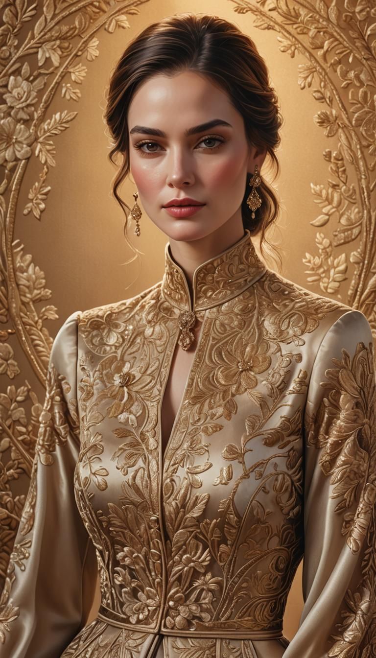 Stunning Woman in Luxurious Clothing: Photorealistic Portrai...