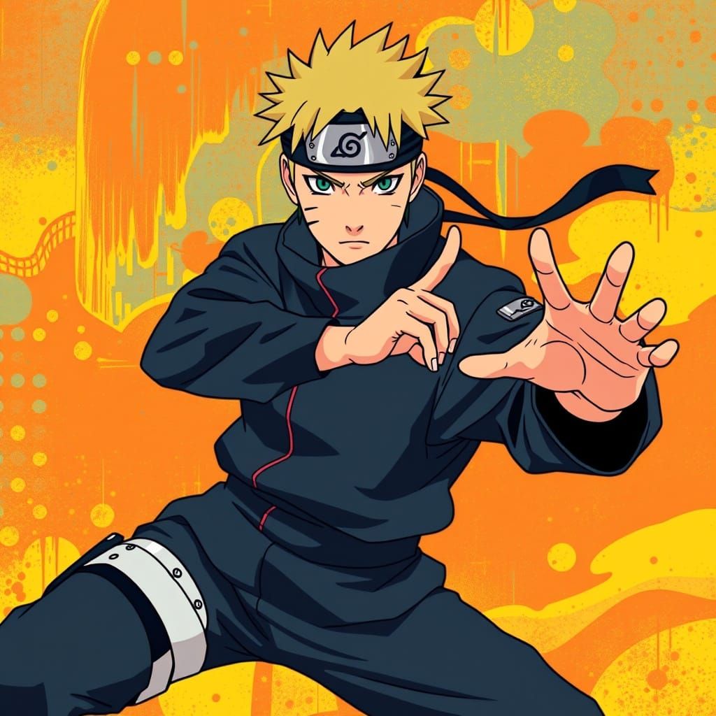 Ninja Warrior in Vibrant Stylized Background