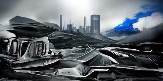 Blue Sci-Fi Landscape Concept Art in Hyperrealism