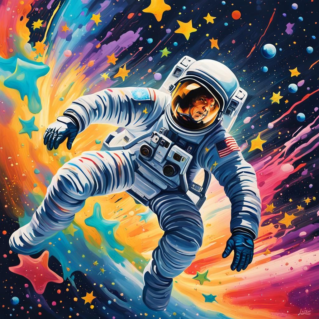 Astronaut in Space as Graffiti Splash Art