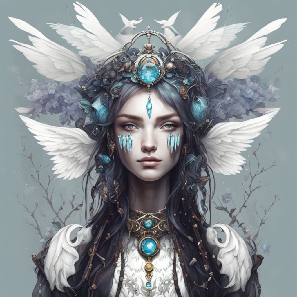 Young Woman as Conjuror in Art Nouveau Style