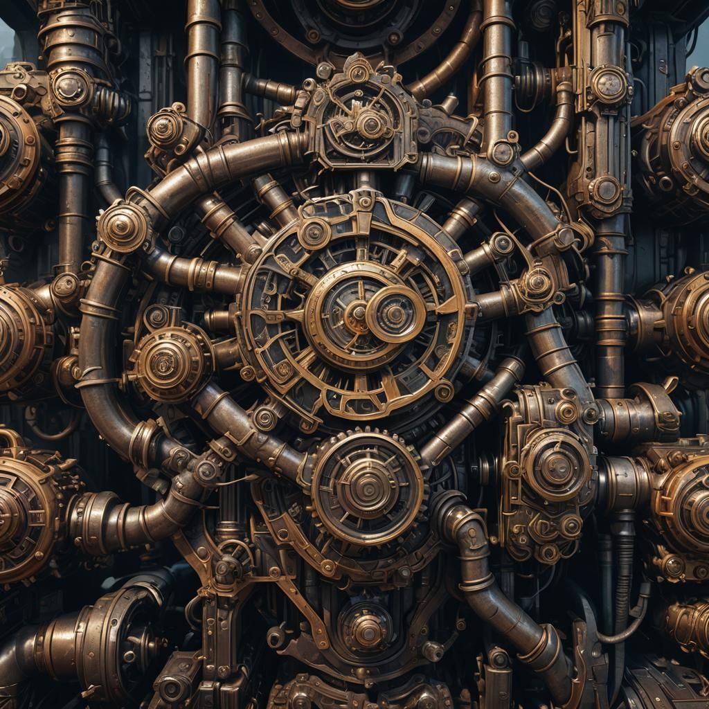 Detailed Engine Matte Painting in Deep Color