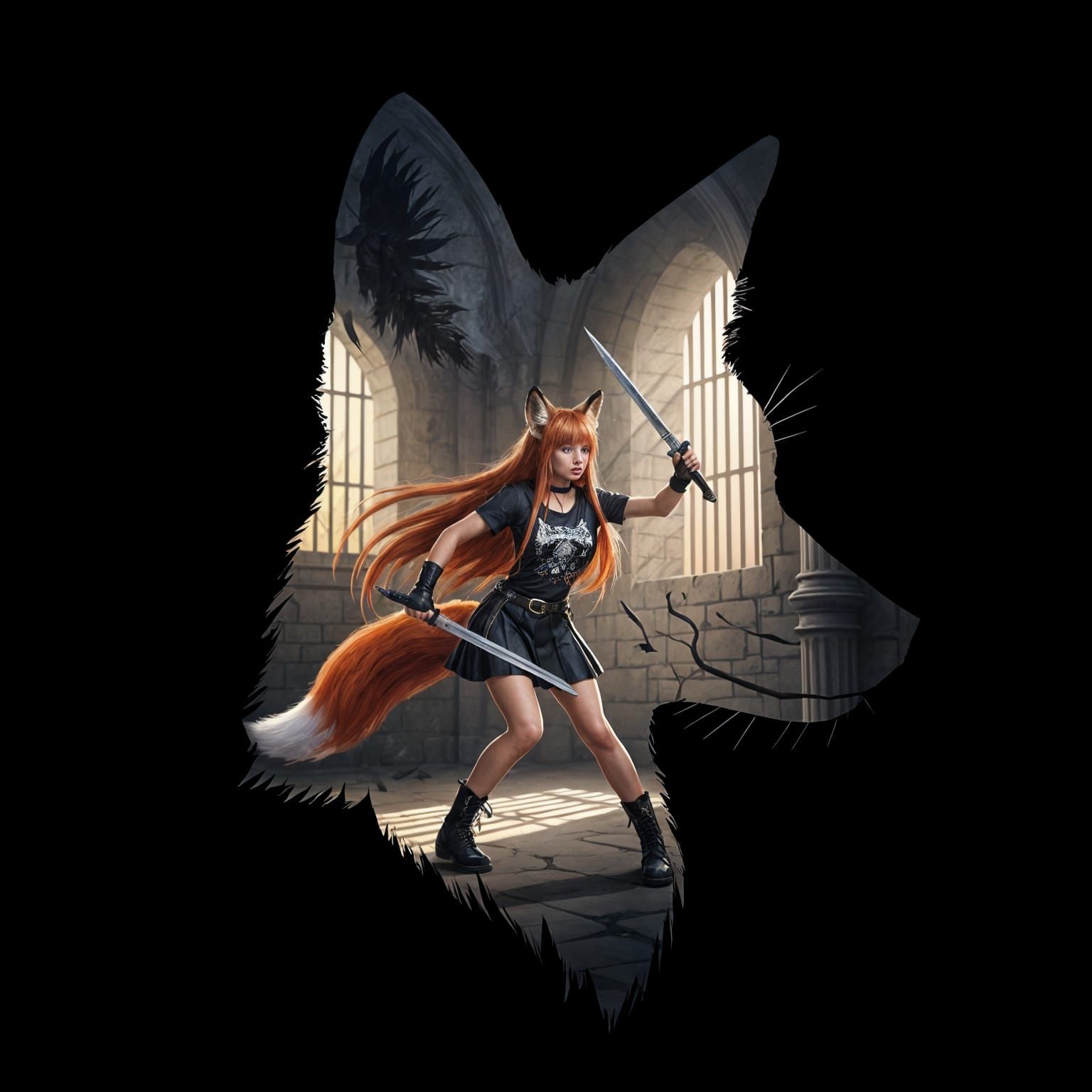 FoxGirl within a fox head