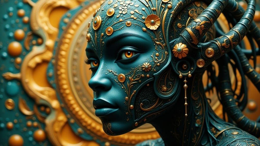 Alien Mandala Portrait in Dynamic Lighting