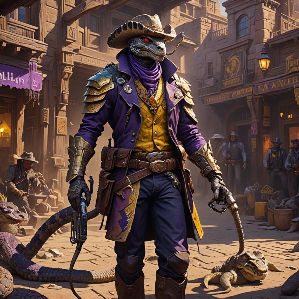 Rattlesnake Bounty Hunter in Dark Fantasy Style