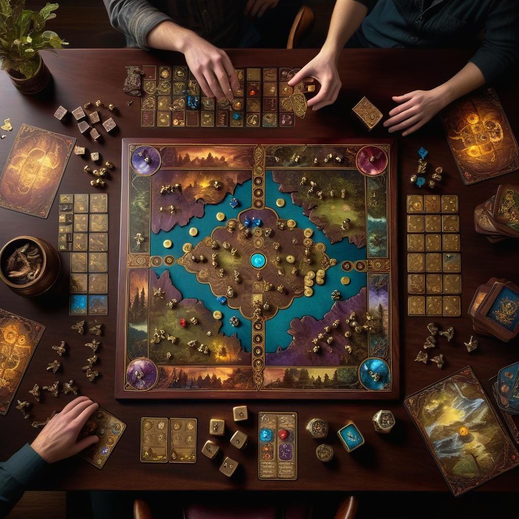 Ornate Board Game With Mystical Landscape, Ultra-Realistic