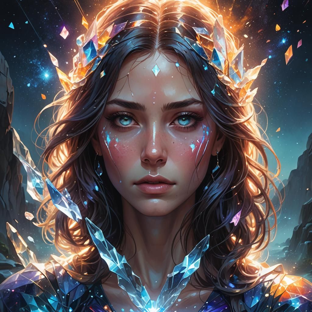 Galactic Crystal: Hyper-Realistic Concept Art Portrait