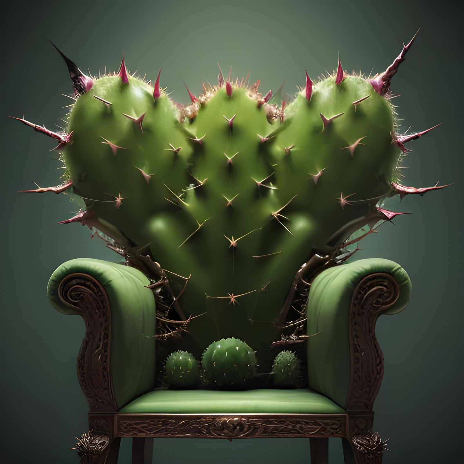 Elegant Cactus Chair: Photorealistic Deadly Comfort