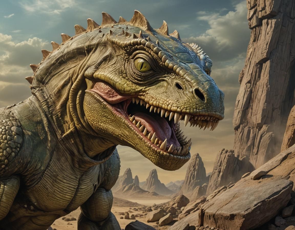 Menacing Gorn Portrait in Hyperrealistic Detail