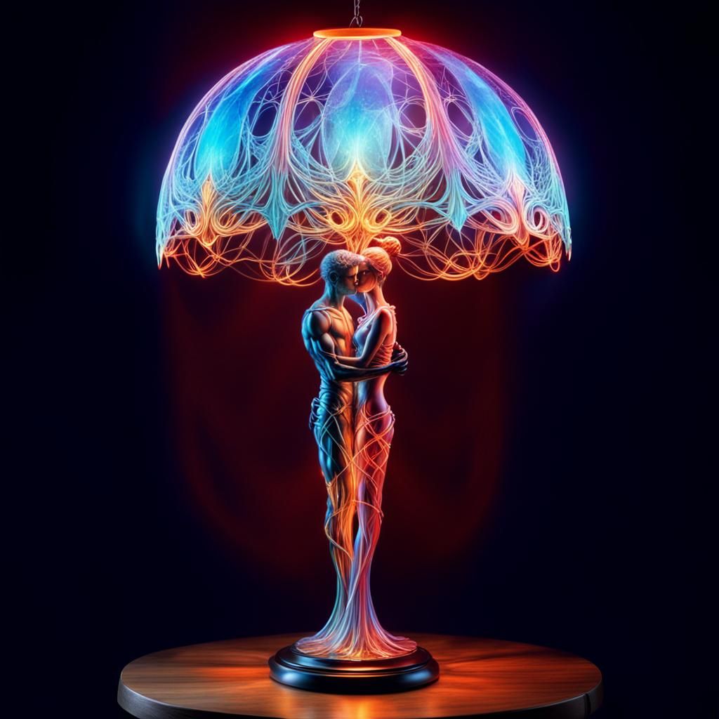 Exotic Glowing Lovers Lamp in Dark Fantasy Style