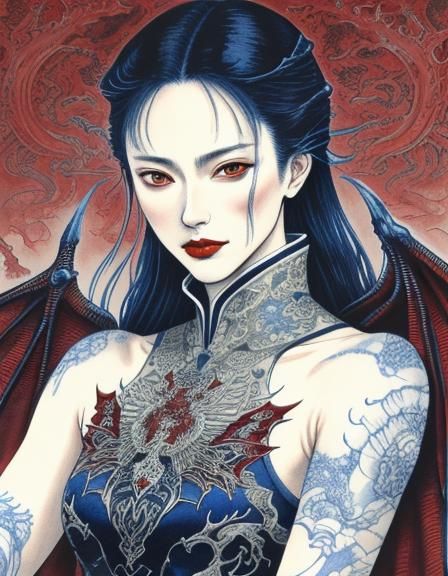 Vampire Ballet with Dragon Wings in Baroque Style