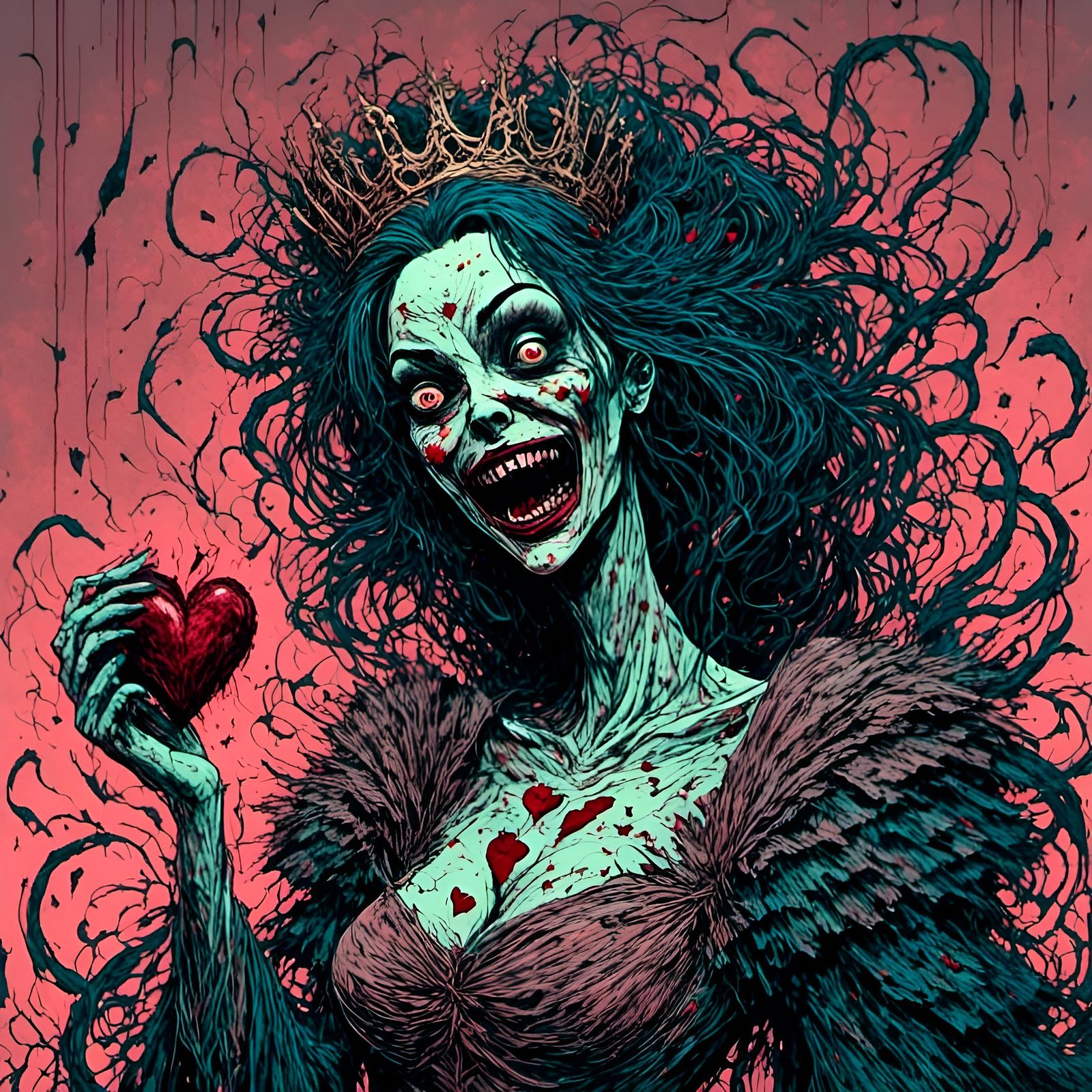 Creepy Queen of Broken Hearts Horror Photography