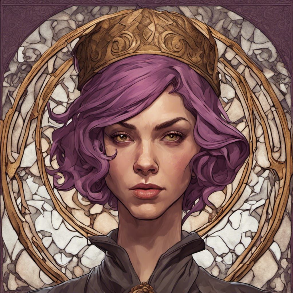 Medieval Lady Portrait in Art Nouveau Style