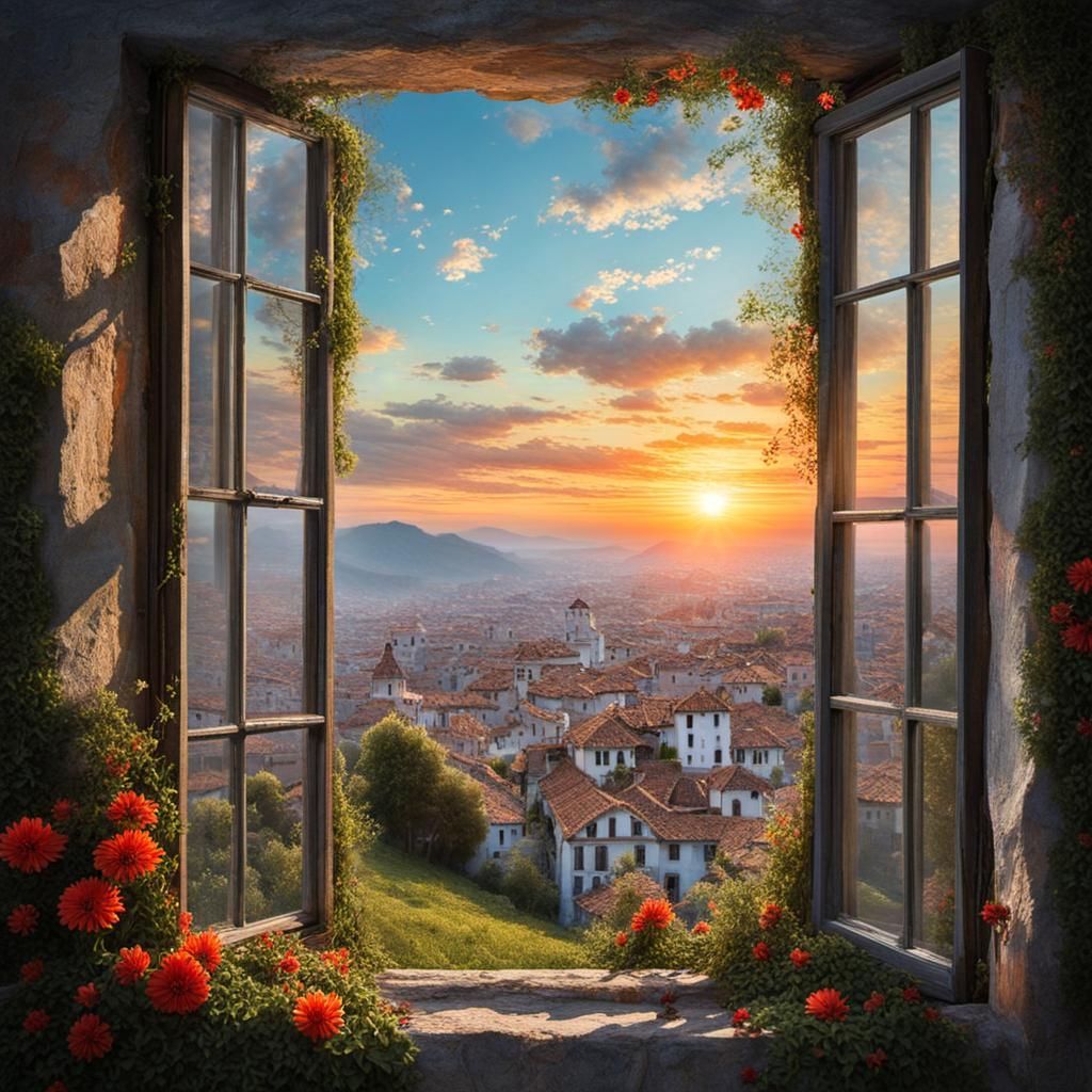 Sunset beyond the city