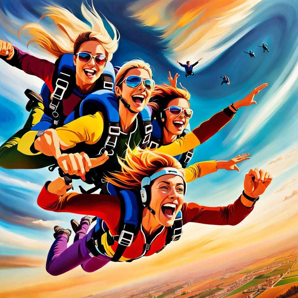 Scandinavian Women Skydiving into Israel: Hyper-Realistic Ar...