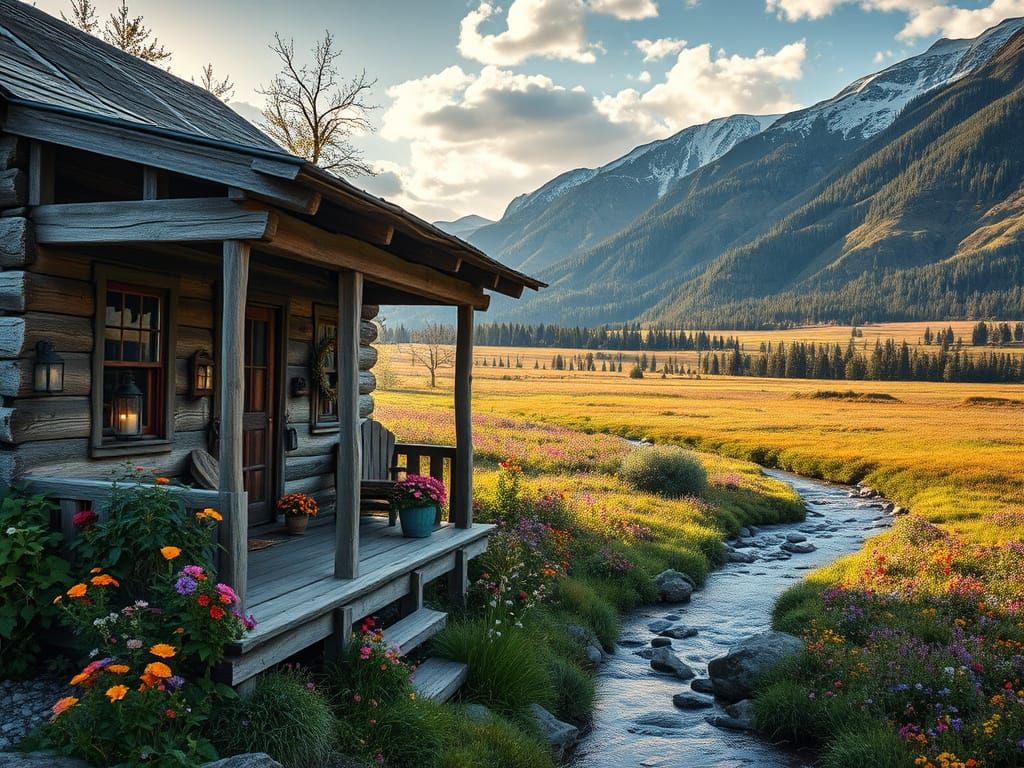 Rustic Cabin Retreat in Prairie Landscape