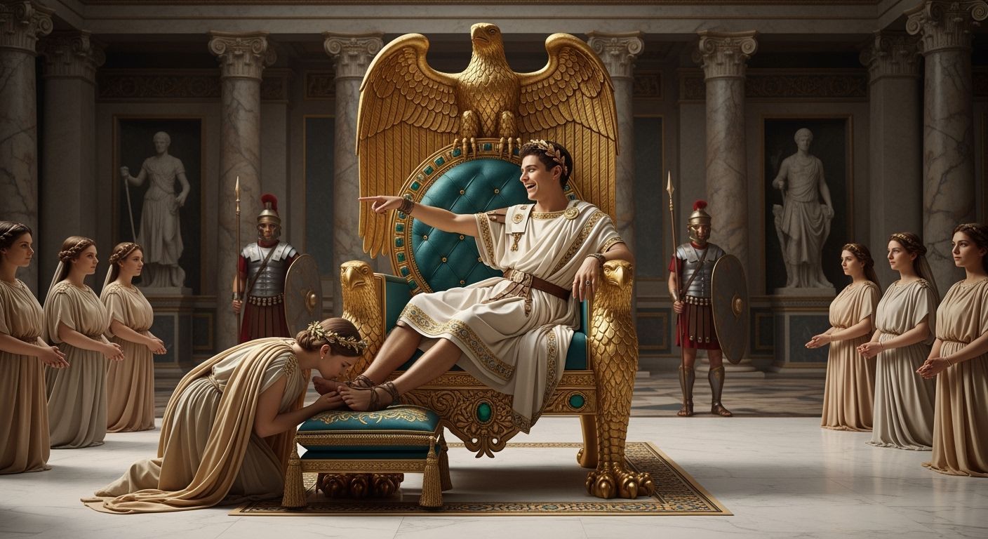 Emperor Nero on Extravagant Throne, Professional Photo