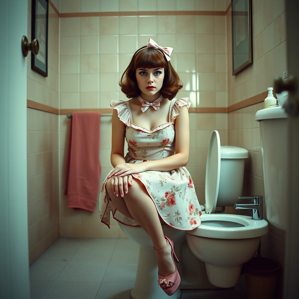 Elegant 1950s Housewife with Attitude in Film Noir Style