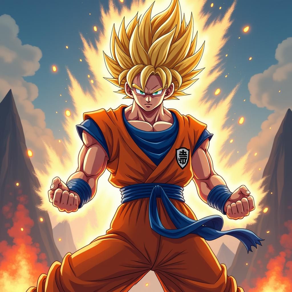 Super Saiyan Warrior Anime Portrait in Digital Art Style
