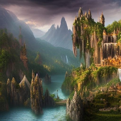 Fantastical Landscape with Mountains, Lakes and Castles