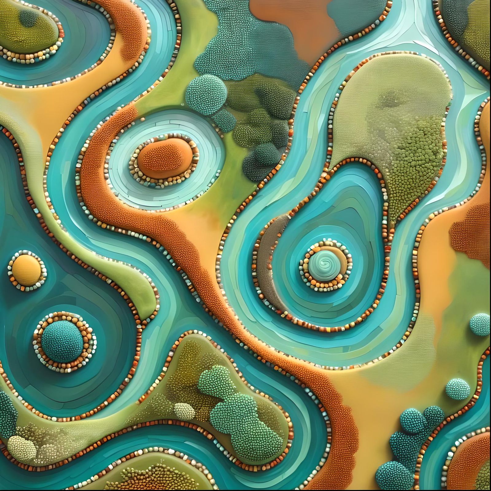 Abstract Aerial Landscape in Pointillist Style