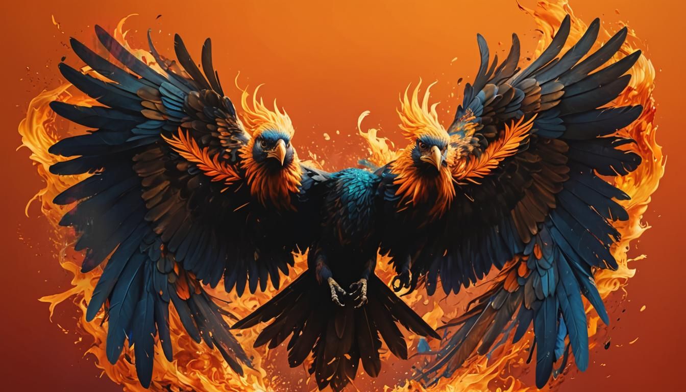 Majestic Flaming Bird in Flight: Splash Art
