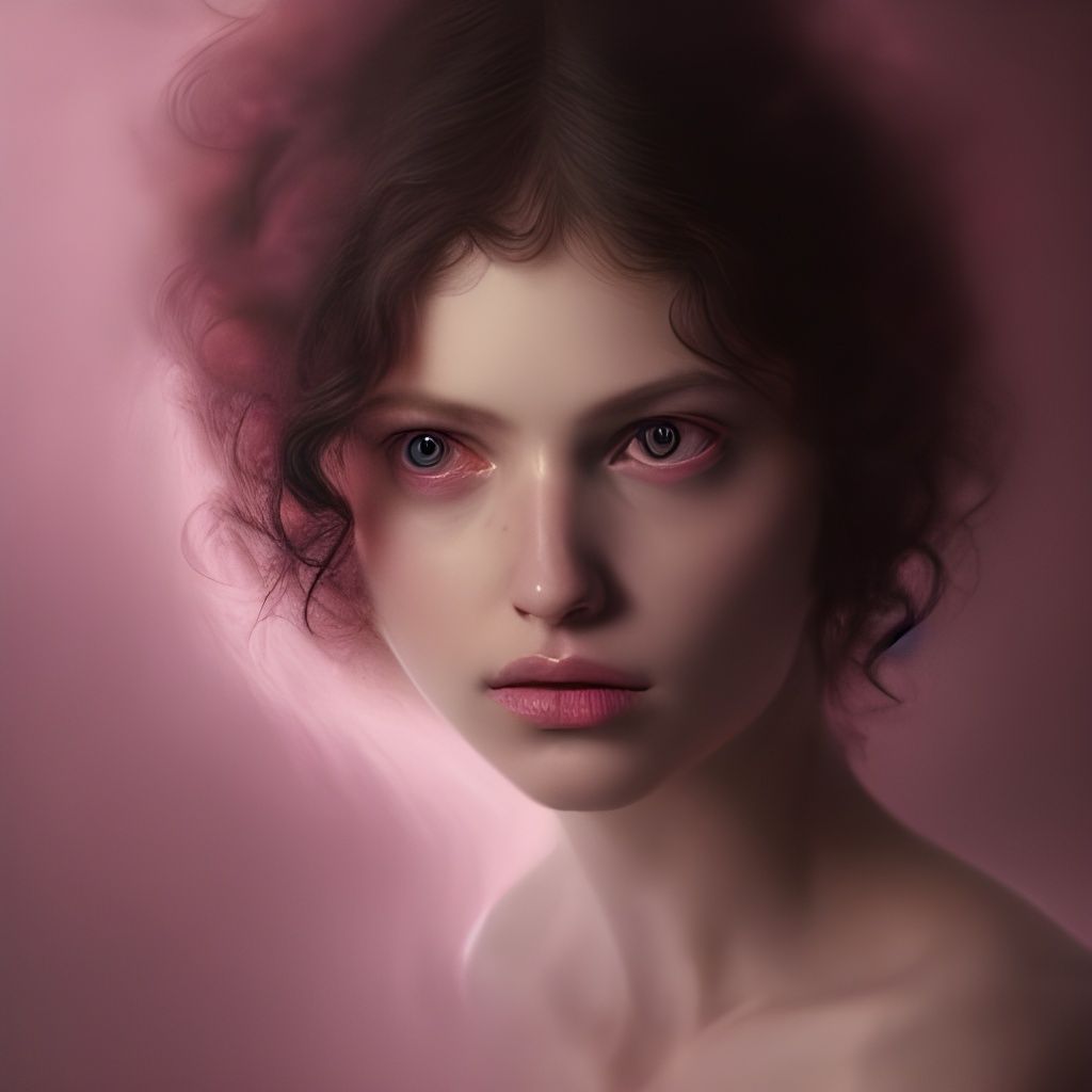 Ethereal Brunette Portrait in Pink Mist