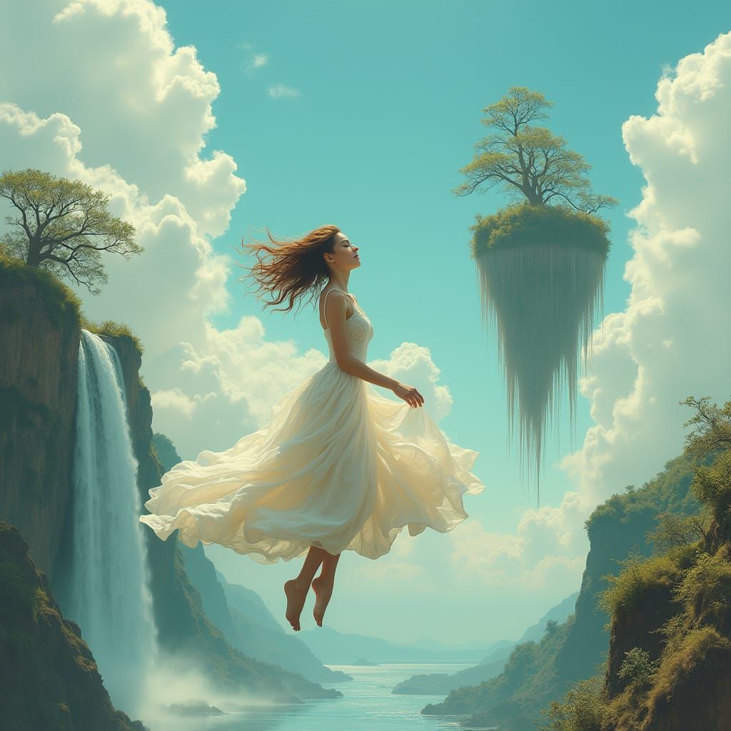 Surreal Floating Islands Dreamscape in Vibrant Colors