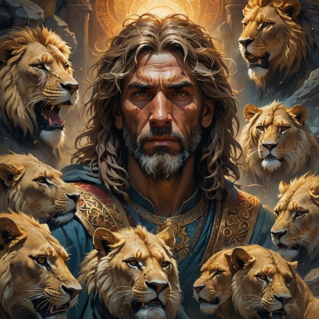 Daniel in the Lions' Den: Fantasy Art Illustration