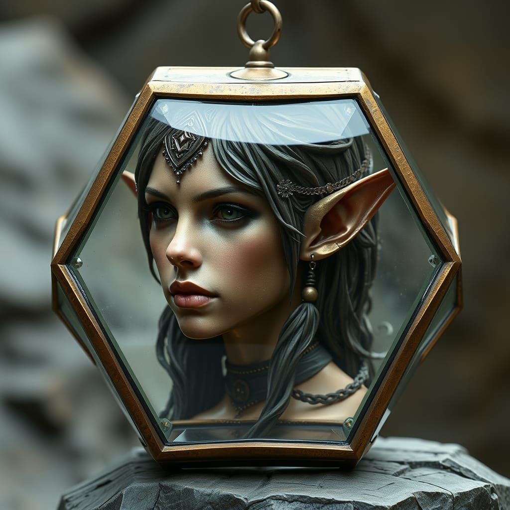 Ethereal Elf Maiden Trapped in Metallic Prison