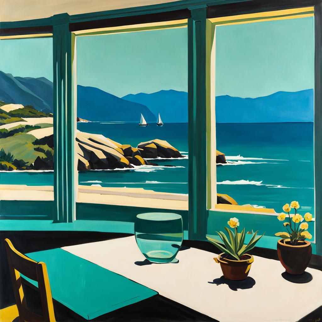 Teal Bio Art Experimentation Inspired by Hopper