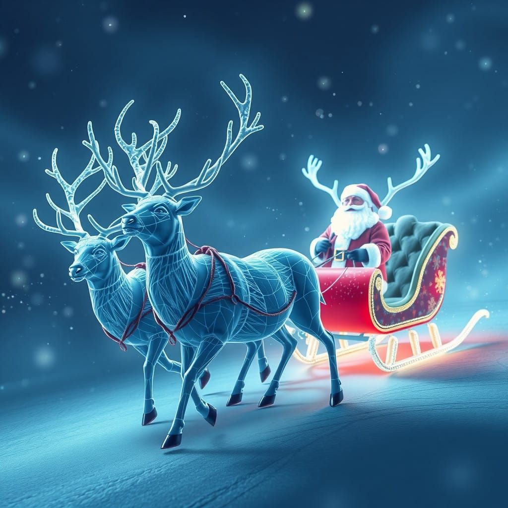 Low-Poly Reindeer in Holographic Lasers Pull a High-Detail H...
