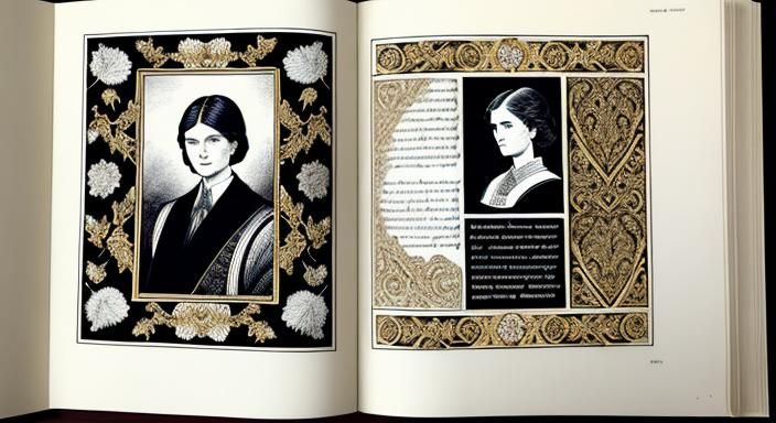 Vintage Yearbook Spread with Calligraphy and Photos