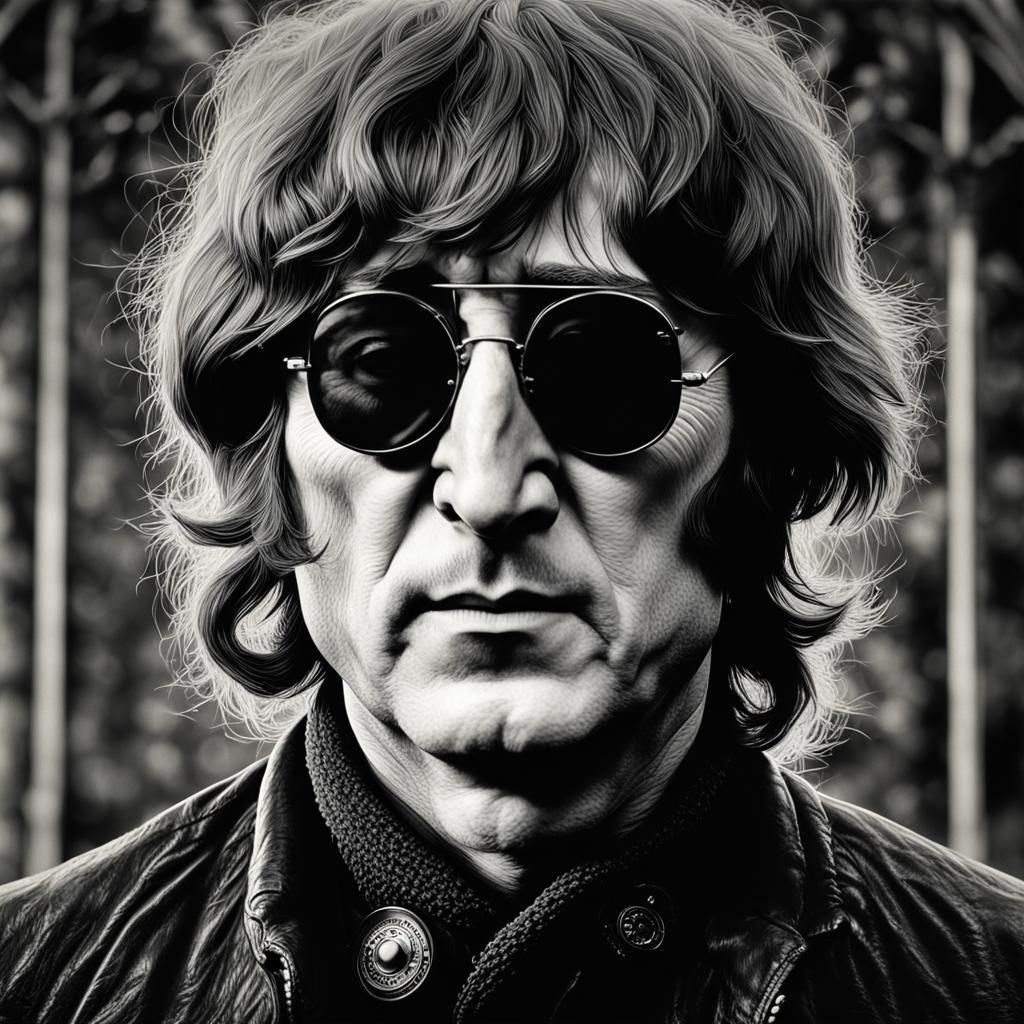 Hyperrealistic Portrait of John Lennon in High Definition