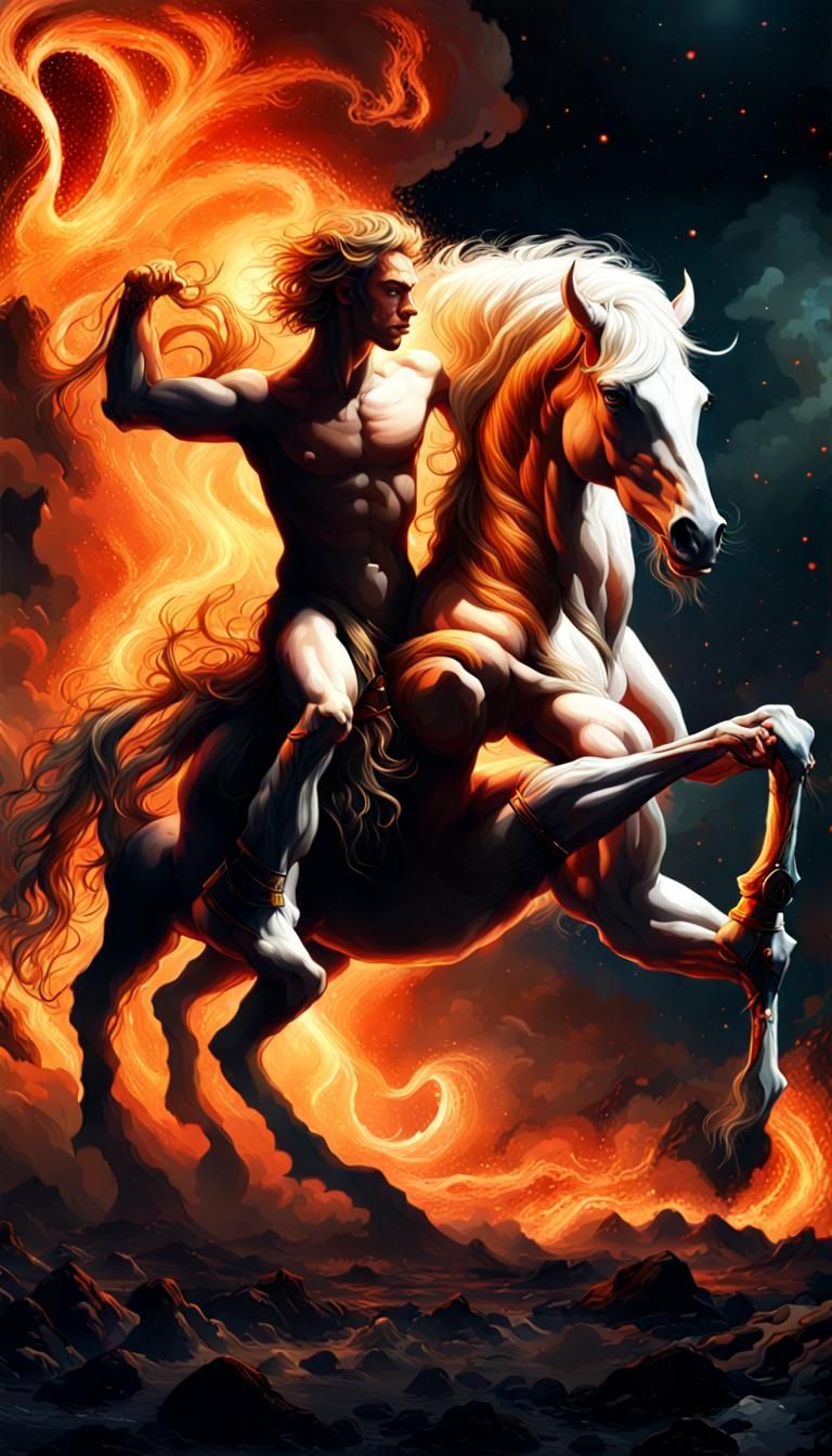 Fire Centaurs Mating Dance: Epic Fantasy Art