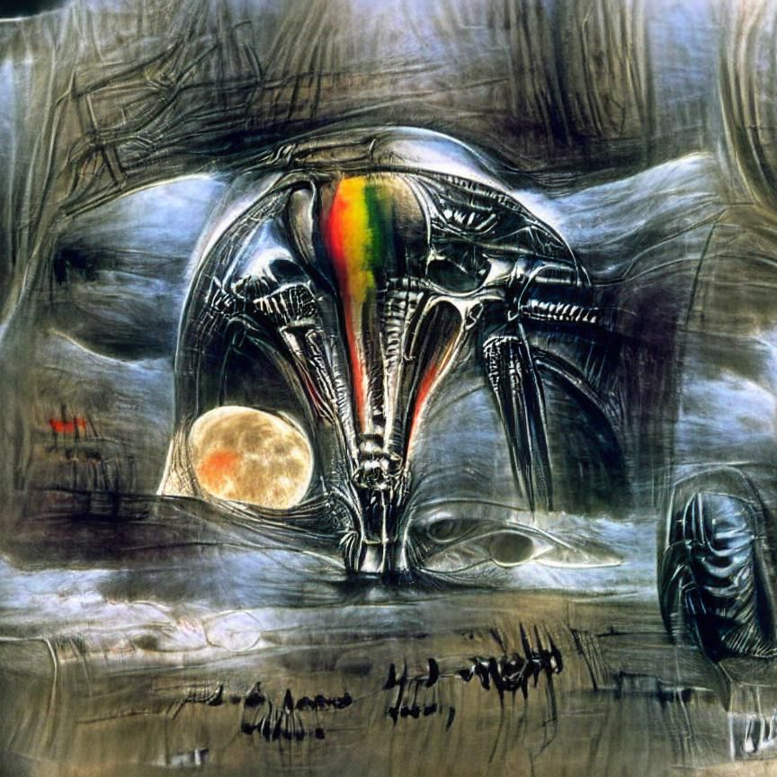 Moon's Dark Side: Horrifying Giger-esque Concept