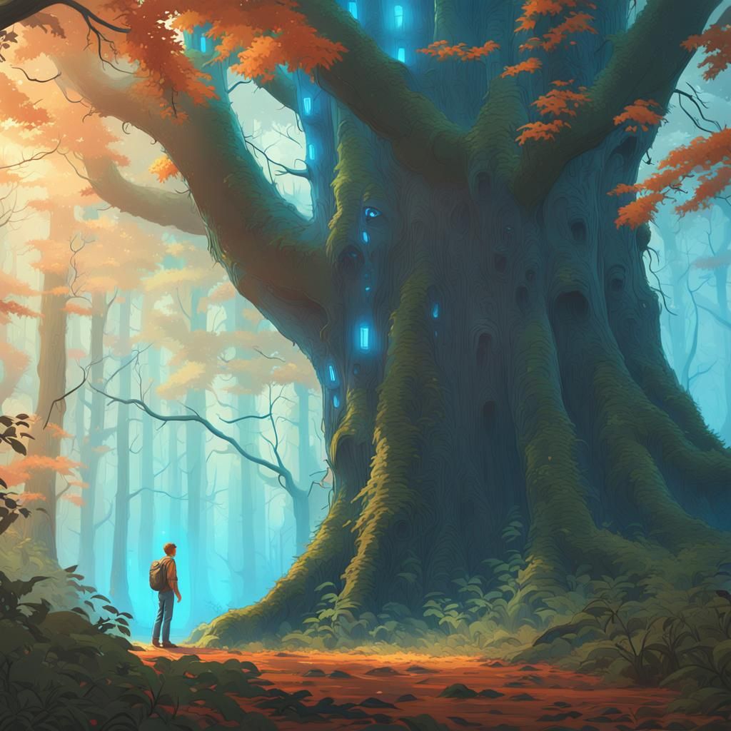 Mystical Forest Boy in Ethereal Fantasy Art
