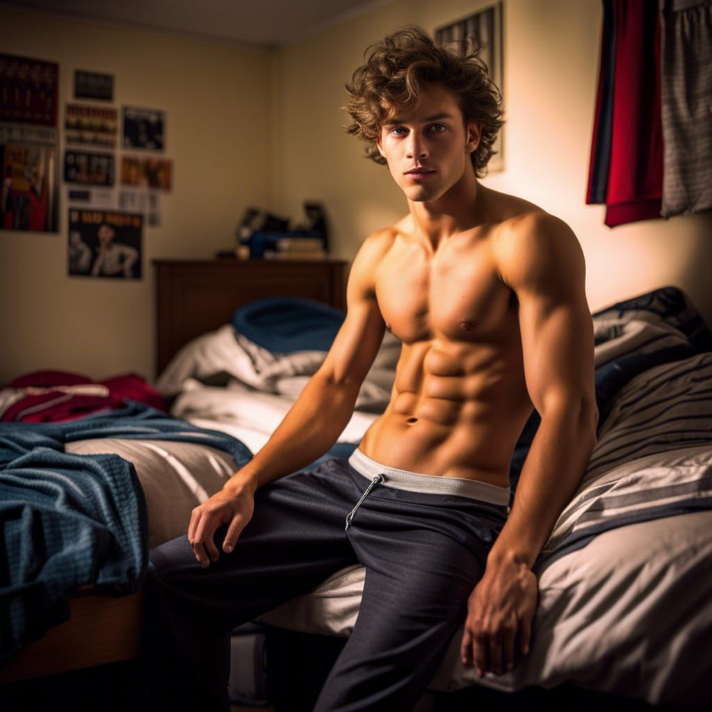 Pensive British Man in Dorm Room Photo