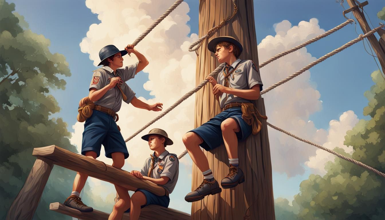 Scouts Bound by Ropes: A Hyperrealistic Concept Art