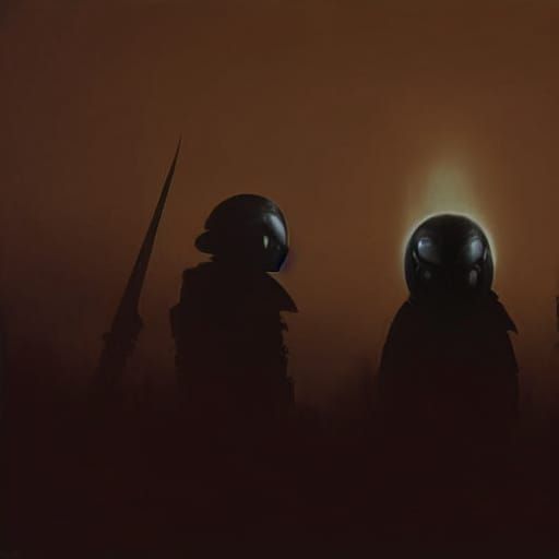 Sepia Toned Alien Creature in Smoggy Amber Light