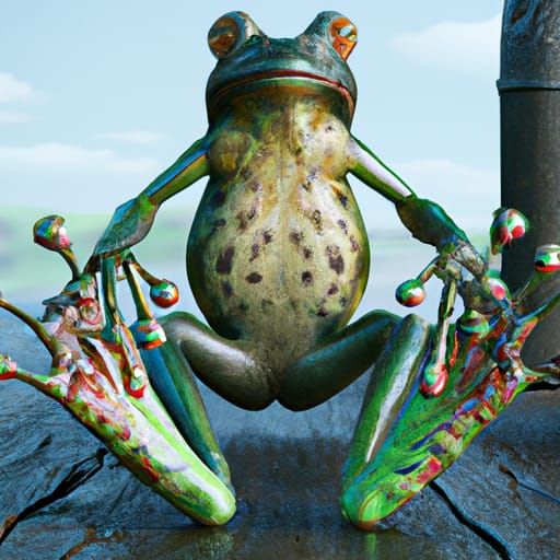 Realistic Frog with Human Legs in Detailed Matte Painting